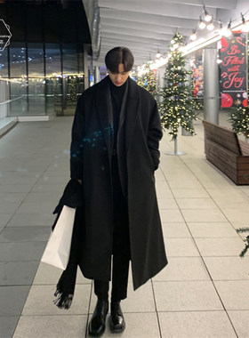 毛呢大衣男过膝中长版轻熟风男装高级感潮牌德系风衣秋冬加厚外套