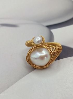 天然淡水珍珠手工原创设计戒指