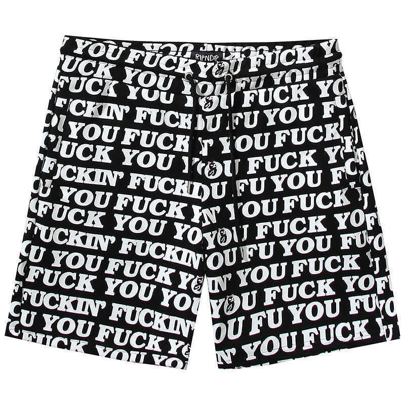美国RIPNDIP脏话FUXK印花短裤
