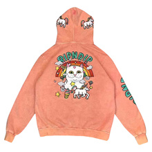 美国潮牌RIPNDIP 贱猫中指猫卫衣 男女情侣款 刺绣独角兽加绒外套