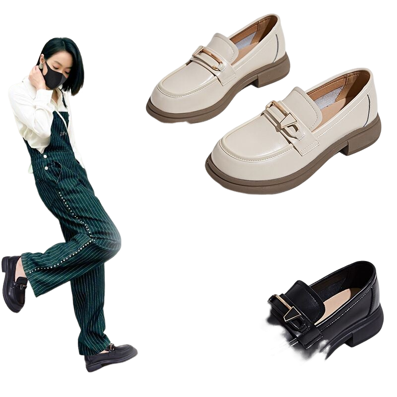 真皮乐福鞋女2024秋季新款女士英伦风小皮鞋一脚蹬女鞋小香风单鞋,女鞋,乐福鞋（豆豆鞋）,淘宝优惠券,粉丝福利购,淘宝优惠卷