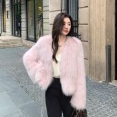 毛毛大衣小个子显瘦外套年轻 领毛皮草冬季 女狐狸短款 新款 v海宁款