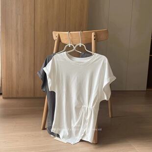 T恤收腰显瘦 不规则圆领短袖 2024夏季 新款
