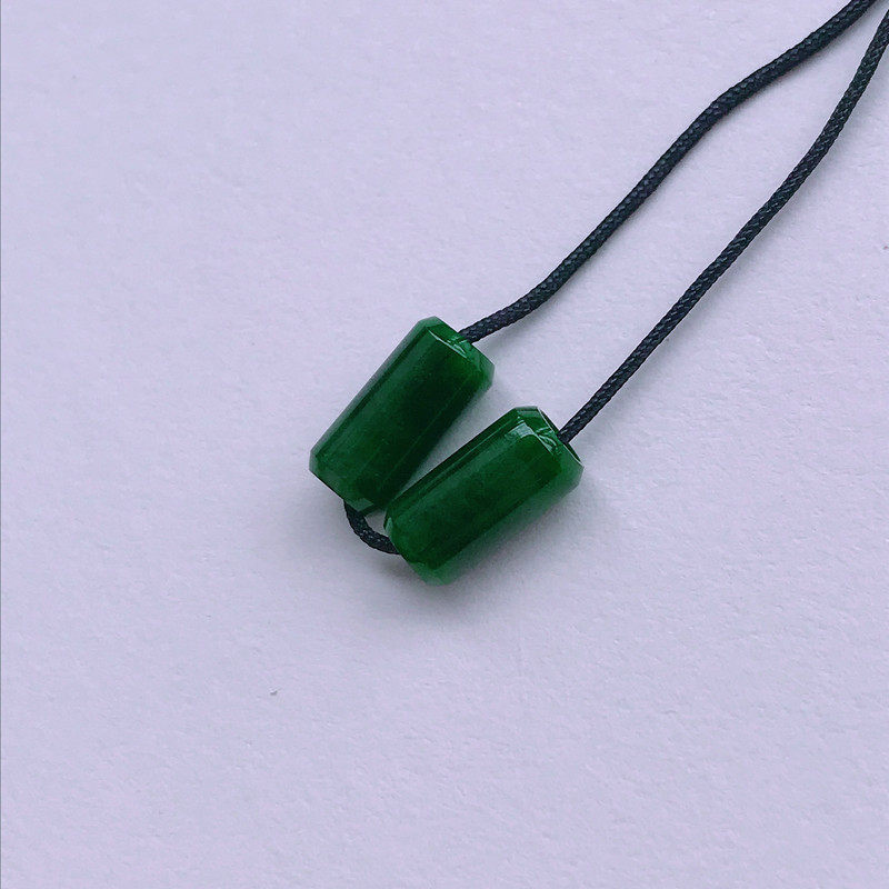 0730【天然A货翡翠】冰糯种辣绿路路通一对1.00