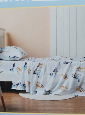 布鲁伊一家床笠床单枕头套91x193纯棉全棉儿童宝宝卡通BLUEY 外贸