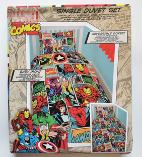 漫威被套被罩枕头套135x200 儿童卡通MARVEL绿巨人钢铁侠雷神外贸