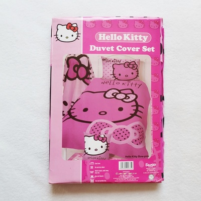 凯蒂猫被套被罩枕头套130x200儿童卡通学生猫咪HELLO KITTY 外贸