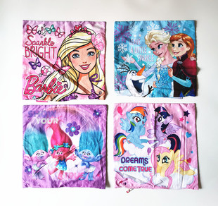 靠垫套不含芯40x40抱枕套冰雪奇缘小马宝莉芭比娃娃飞机恐龙 外贸