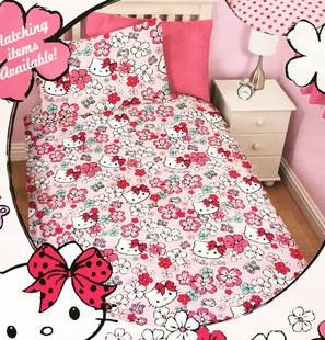 凯蒂猫被套被罩枕套135x200两件套 儿童HELLO KITTY卡通学生 外贸