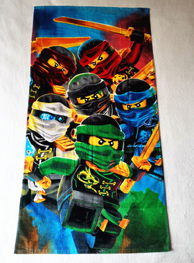乐高幻影忍者浴巾纯棉70x140全棉大毛巾儿童卡通LEGO NINJAGO外贸