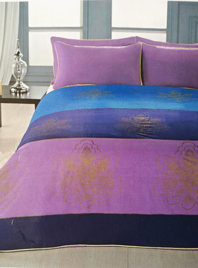 被套被罩枕头套涤棉三件套210x210素雅蓝紫拼色ACCESSORIZE 外贸