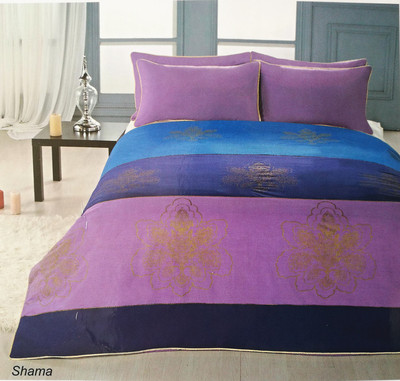 被套被罩枕头套涤棉三件套210x210素雅蓝紫拼色ACCESSORIZE 外贸