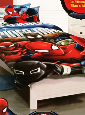 蜘蛛侠漫威被套被罩枕头套140x210 儿童卡通幼儿园SPDER-MAN 外贸