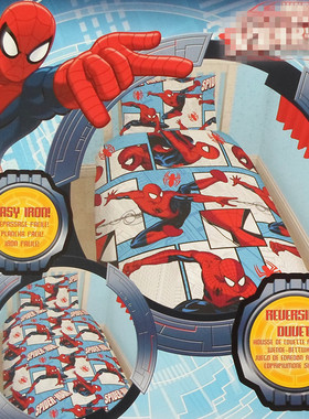 蜘蛛侠漫威被套被罩枕头套135x200 儿童卡通SPDER-MAN学生 外贸