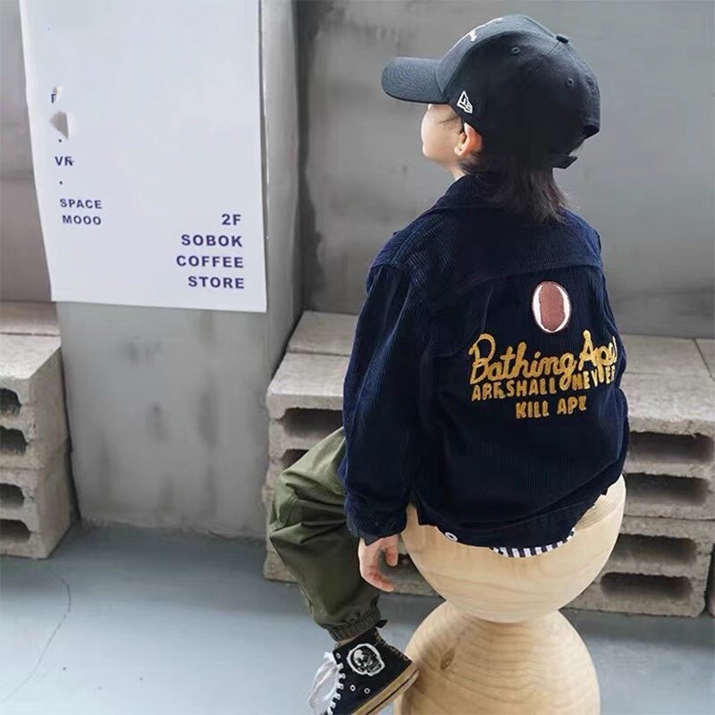 儿童灯芯绒外套春装牛仔潮牌童装衣服夹克宝宝日系男童春秋款上衣