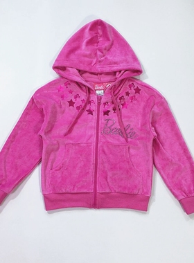 外单出口90-150码女童小童儿童亲子芭比粉天鹅绒连帽卫衣外套开衫