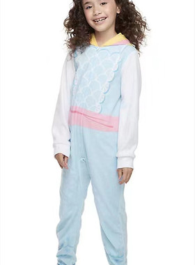 90-140码外单出口女童儿童美人鱼摇粒绒连体衣睡衣家居服睡衣