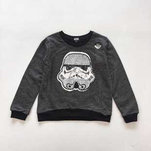 130码外单出口男童儿童星球大战卡通双面变色亮片春秋季卫衣上衣