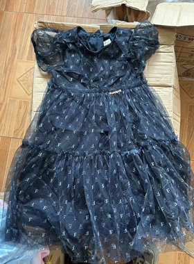 女童儿童黑色网纱短袖连衣裙公主裙礼服裙