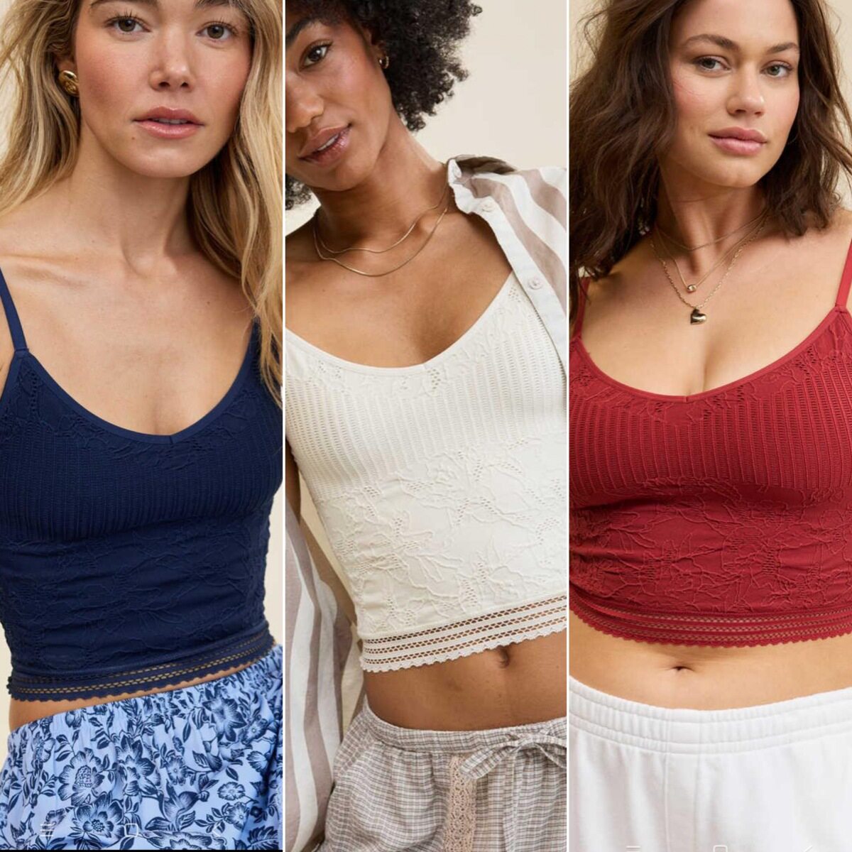 外贸出口AMER* EA**美国双层花纹蕾丝花边速干文胸美背吊带背心