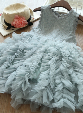 100-140码连衣裙无袖女童夏季连衣裙蓬蓬裙儿童裙子夏季童装礼服