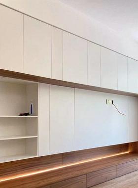 南通上海厂家全屋定制爱格板W1000搭配木纹H1181极简风格电视墙柜