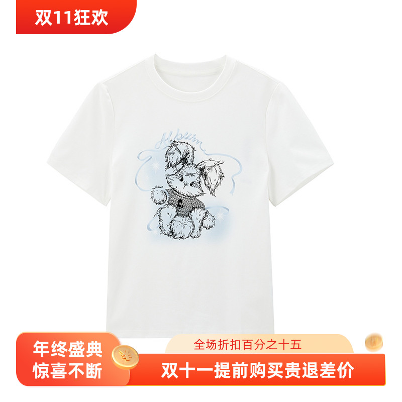 【商场同款】2025春季新款丝带兔子印花宽松短袖T恤C2CNF1530