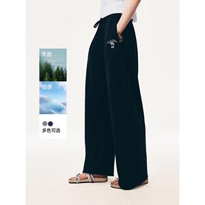 2026夏季新款小熊女装时尚宽松抽绳松紧腰休闲直筒卫裤