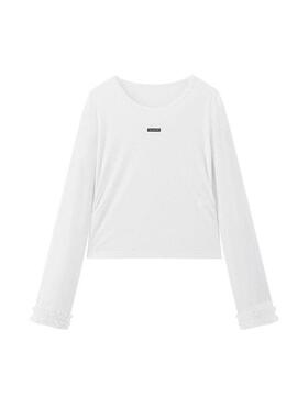 【商场同款】logo绣标修身长袖T恤夏新款白色打底衫女C1CPG2117
