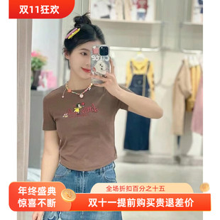 2024夏季 Little Lulu联名 紧身图案绑带T恤C1CNE2122 新款