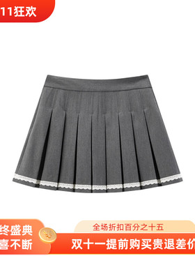 【商场同款】花边装饰百褶裙冬新款学院风针织短裙C1GEE4254