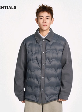 ESSENTIALS羽绒服鸭绒男装轻薄款外套秋冬翻领衬衫休闲保暖夹克衫