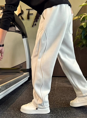 ESSENTIALS高端巴黎灰加绒休闲裤男2025秋冬潮牌直筒卫裤子运动裤