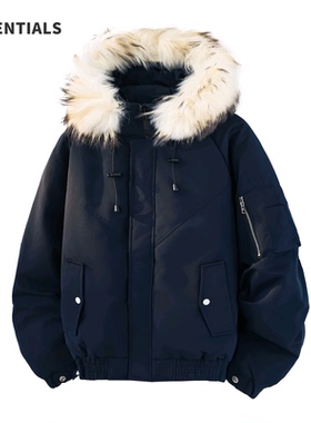 ESSENTIALS白鸭绒羽绒服男士2025年冬季新款保暖防风防寒工装外套