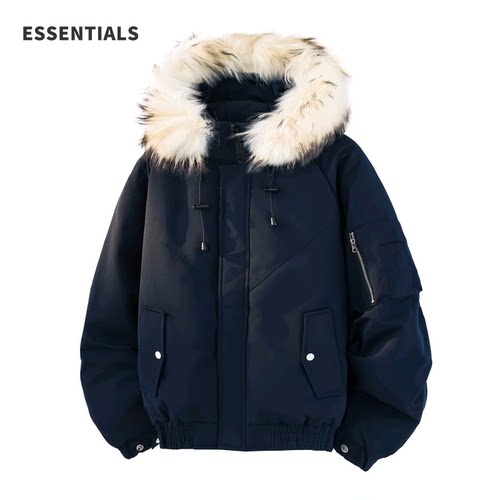 ESSENTIALS白鸭绒羽绒服男士2025年冬季新款保暖防风防寒工装外套