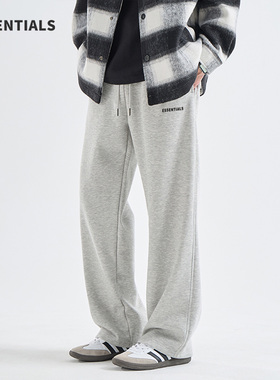 ESSENTIALS加绒卫裤男士秋冬新款美式潮牌百搭宽松直筒运动休闲裤