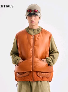 ESSENTIALS户外白鸭绒撞色防风羽绒服马甲男士冬季保暖休闲外套