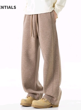 ESSENTIALS【绵羊毛天丝】运动裤男款秋冬季休闲直筒加绒加厚卫裤