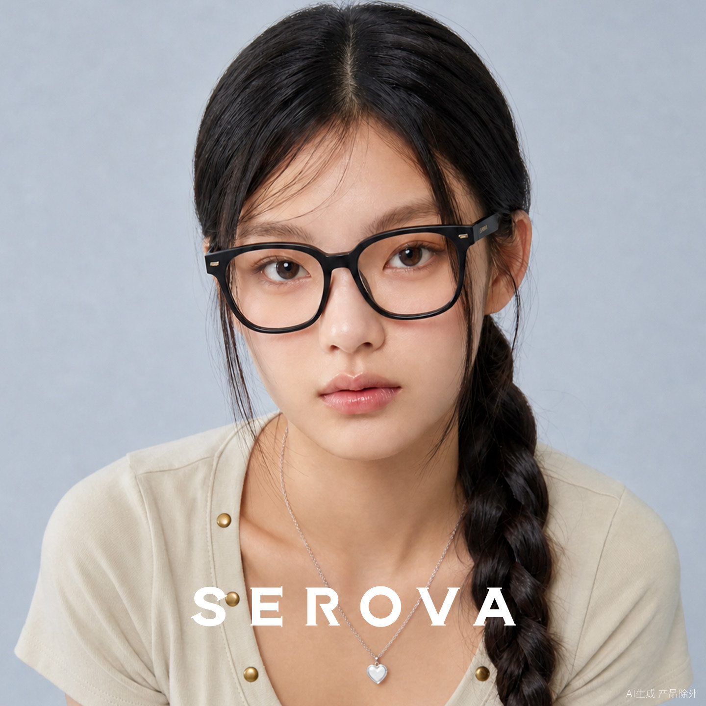 SEROVA施洛华黑框眼镜男款大方框素颜防蓝光可配近视度数女SF1018图片