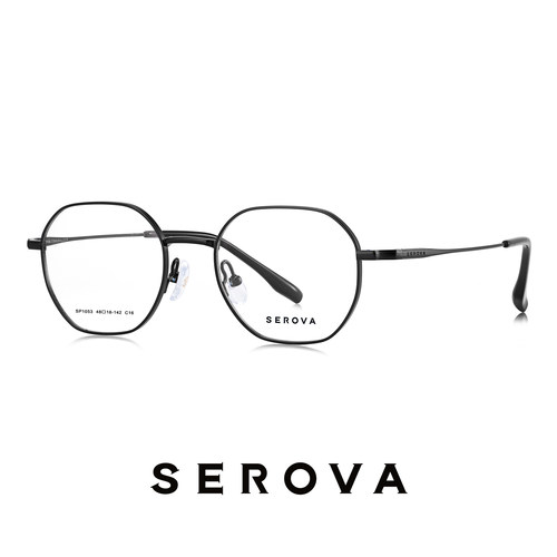 SEROVA施洛华超轻钛不规则多边框近视眼镜简约百搭可配度数SP1053