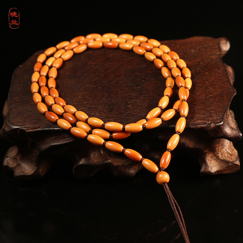 橄榄核米珠挂绳手工编织毛衣链吊坠项链和田玉蜜蜡翡翠高档配绳子