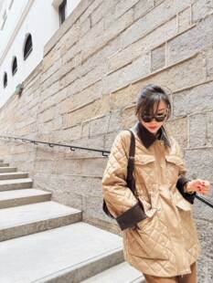 小众设计 25秋冬新款 时髦精 复古巴恩风小羊皮领鹅绒服羽绒服