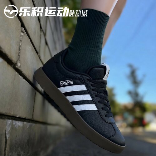 乐积运动 Adidas VL COURT 3.0 黑白德训薄底低帮休闲板鞋 ID6286
