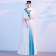 新中式 合唱比赛表演服女长裙国风白色演出服成人红歌朗诵年会礼服