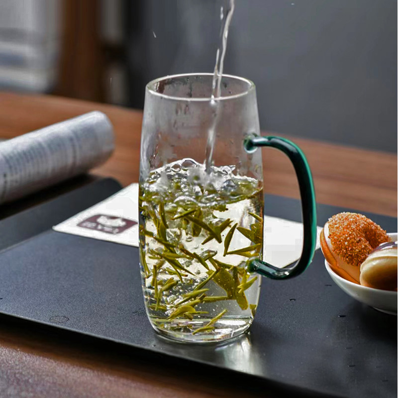 茶本堂茶杯透明耐热水杯高端杯子加厚玻璃带把家用绿茶杯高级感杯_虎窝淘
