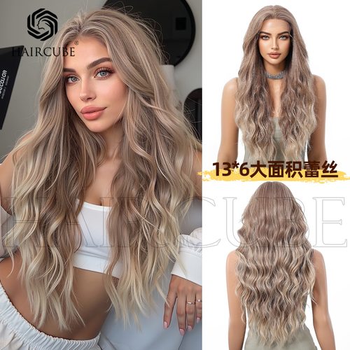 欧美风日本丝假发自然波浪卷发13*6inch蕾丝假发女士头套跨境