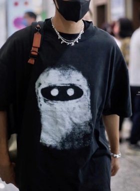 ARNODEFRANCE蒙面小众潮牌水洗做旧美式涂鸦纯棉宽松休闲短袖T恤