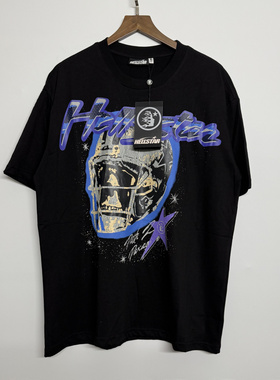 正确版hell地狱之星美式复古橄榄骷髅印花短袖T恤男女同款宽松夏