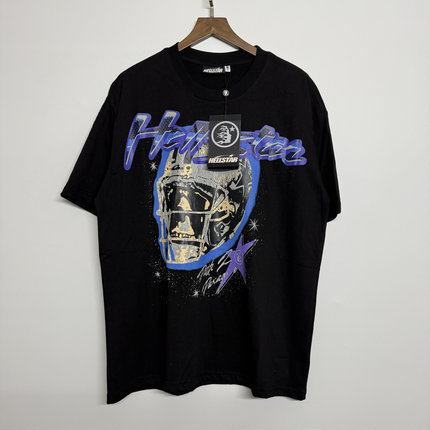 正确版hell地狱之星美式复古橄榄骷髅印花短袖T恤男女同款宽松夏