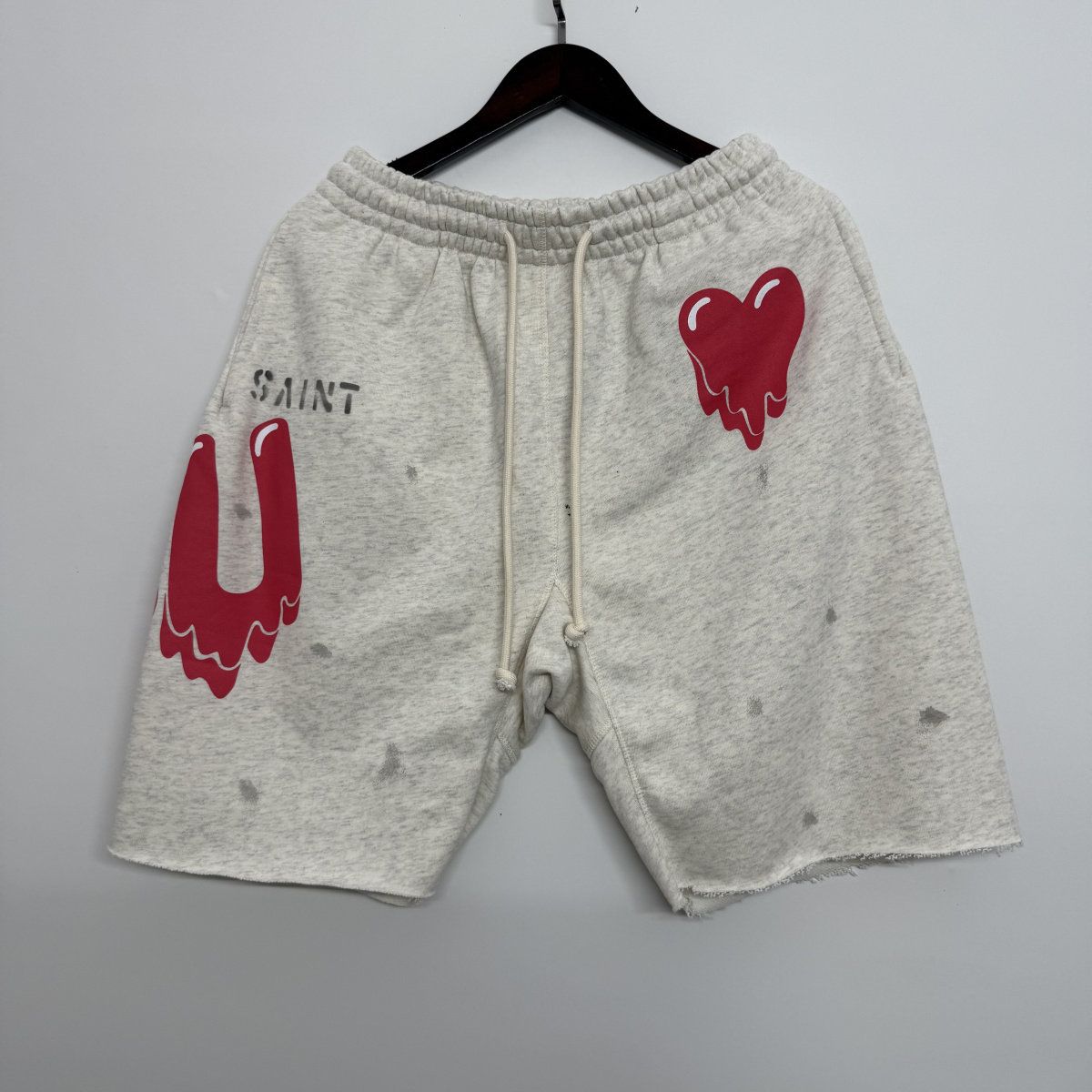 高品质saint EU溶解心印花i美式高街男女休闲宽松休闲毛边短裤潮,男装,短裤,淘宝优惠券,粉丝福利购,淘宝优惠卷